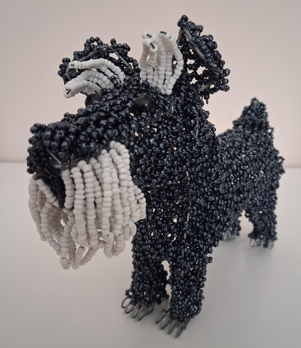 Handcrafted bead wire dog - &,