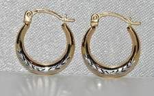 9ct Yellow & White Gold Creole Hoop Earrings