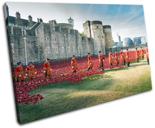 Tower of London Poppies City SINGLE CANVAS WALL ART Picture Print VA