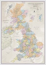 UK Map Classic Wall Map Of The