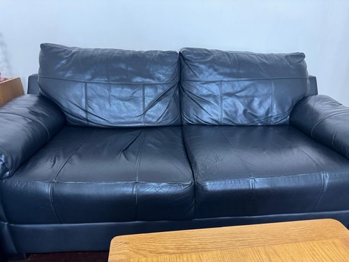 Black leather sofa - leather,