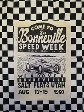 Bonneville speed week original lino print poster 