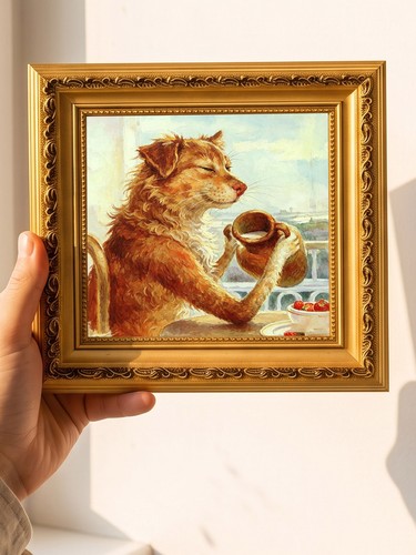 Whimsical gentleman dog - whimsical,