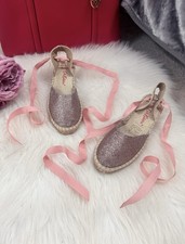 Cath Kidston Glitter Ribbon Wedge Espadrilles – Preppy Coquette  (UK4)