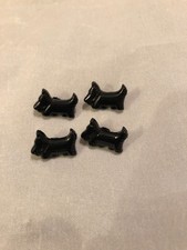 4 x vintage black plastic scotty dog buttons