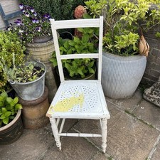 Vintage White Chippy Paint Bathroom Or Bedroom Chair Shabby Chic Farmhouse