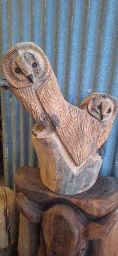 Chainsaw carving owl wood home - chainsaw,