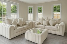 New Cream Lilly 3+2 Sofa With High back cushions 