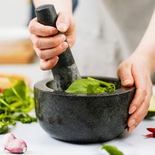 Large Stone Grinding Garlic/Spices/Herb/Ginger Crusher Granite Mortar Pestle UK