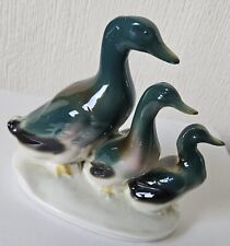 Vintage 60s Porcelain Mallard Duck Family Figurine Ornament
