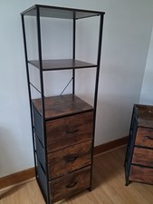 HOMCOM Industrial Rustic  Shelving Unit with 3 Drawers and 2 Shelves Bookshelf