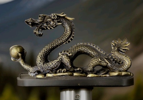 Chinese brass dragon statue - chinese,