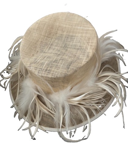 Beige cream feathered - &,