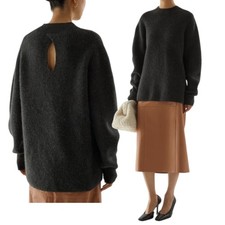 COS Jumper Cut Out Back Sweater Wool Alpaca Knit Grey Fluffy Chunky Size S