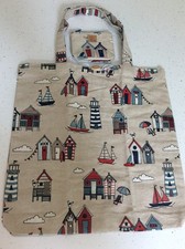 Foldable Reusable Shopping Bag Beach Huts Yachts Clouds Printed Tote  Coin purse