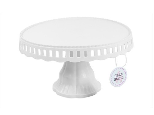 White cake stand plate plastic - white,