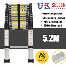 5.2M Heavy Duty Multi-Use Aluminium Telescopic Folding Ladder Extendable Step UK