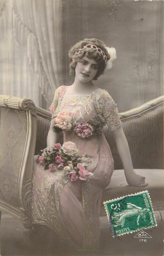 French hand colored rppc - hand,