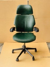 Smokey Green Leather Humanscale Freedom Chair - Fully Loaded - Gel Armrest Pads