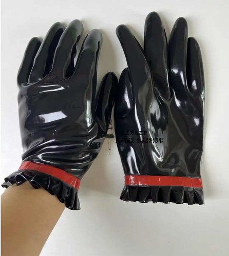 Latex rubber sexy short gloves - rubber,