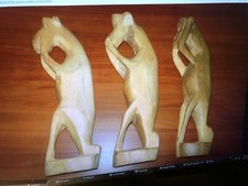 ANTIQUE WOOD CURVED "THREE