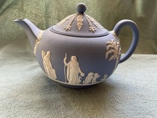 Wedgwood Blue Jasperware Teapot 14cm Tall  