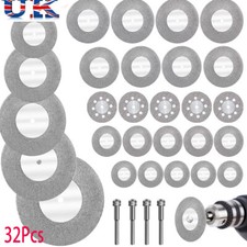 32x Mini Diamond Cutting Discs Wheel Blades Drill Bit Disc Rotary Tool