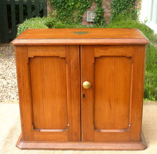 Pitch Pine Cupboard Church furniture Velvet inside Antique Vintage