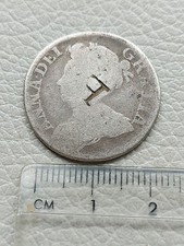 A 1709 Queen Anne Silver One Shilling Coin Worn & Counterstamped