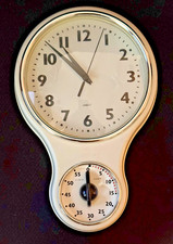 Kirch Retro Beige Wall Kitchen Clock with Timer  Free Shippping