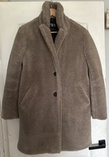 ZARA Teddy Coat Women’s Size S EU | Taupe Faux Shearling Borg Jacket