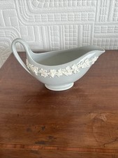 WEDGWOOD Queensware Embossed Grey  Vine Edged Gravy Sauce Boat