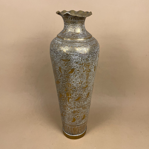 Indian patterned brass vase - indian,