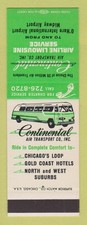 Matchbook Cover - Continental Airline Limo Bus Chicago IL SAMPLE