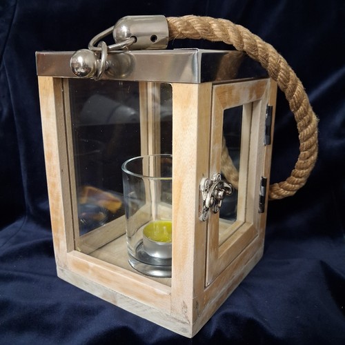 Candle lantern wood glass - wood, &