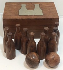 Wooden Bowling Pin Set with Balls and Box