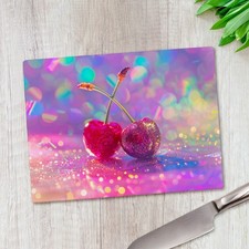 Duo of Glitter Cherries Glass