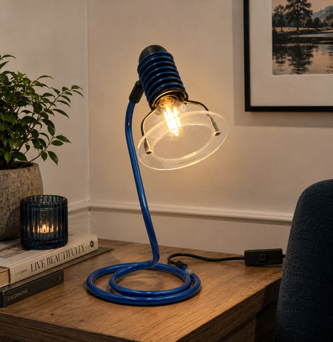Spiral table lamp blue post - blue,