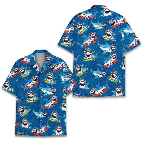 Tropical shark hawaiian shirt - hawaiian,