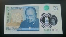 Aa15 203064 5 pound note. Unc