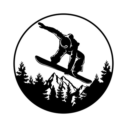 Snowboarding large decal car - snowboarding,
