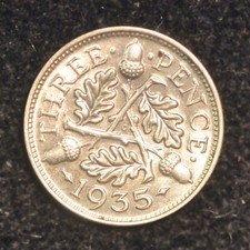 Threepence 1935 George V UNC
