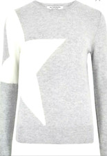 M&S AUTOGRAPH GREY MIX PURE CASHMERE STAR CREW NECK JUMPER
