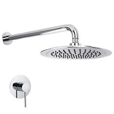 Chrome Round Concealed Shower Mixer Set 9'' Rain Shower Head 400mm Wall Arm
