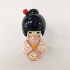 WOODEN KOKESHI DOLL VINTAGE JAPANESE 5” KOSODE KIMONO GIRL EB14JH