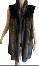Fur gilet coat lining mink chevron med 