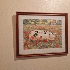 Framed country farm pig art - farm,