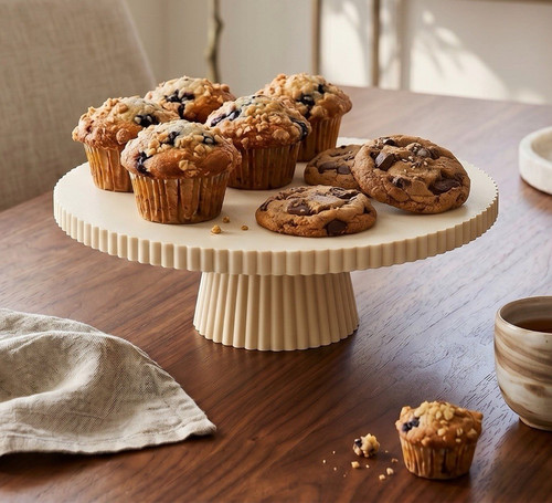 Beige round ceramic - round, cake
