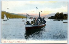 Postcard Windermere Swan Boat Lake District Cumbria England posted 1914