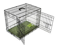Metal Dog Crate Crates 2 Doors with Bedding & Lint Rollers Black folding CARRIER
